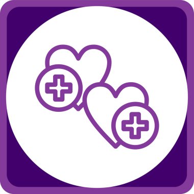 Bir haçın üzerindeki mor çizgi kalp ikonunun çizimi