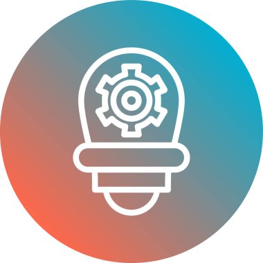 Kafası olan ampul dairesel simgesi. yaratıcı ve fikir