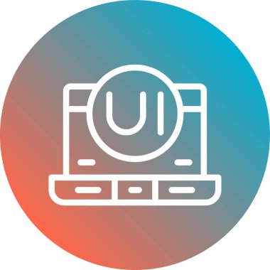 Beyaz çizgi sunucu verileri, uzun gölgeli web sunucu simgesi izole edildi. Mavi daire düğmesi. vektör