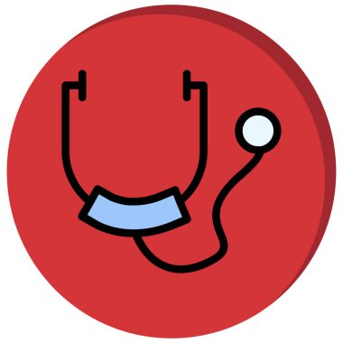 Stetoskop Dolu Gölge simgesi vektör illüstrasyon tasarımı