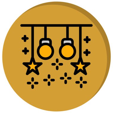 Yılbaşı dekorasyon simgesi, ana hatlı vektör illüstrasyonu