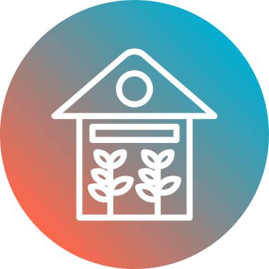 vektör simgesi, yapraklı ev, bitki