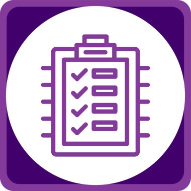 Denetim listesi sayfa yuvarlak kare vektör simgesi