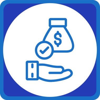 Para çantası yuvarlak vektör simgesi