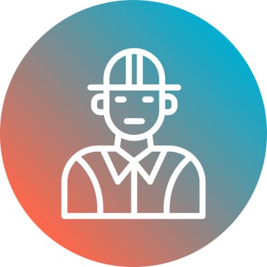 Mühendis düz simgesi beyaz arkaplan, vektör, illüstrasyon