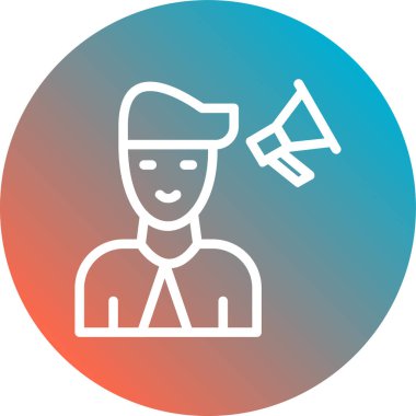 Megafon ikon vektör illüstrasyonlu adam