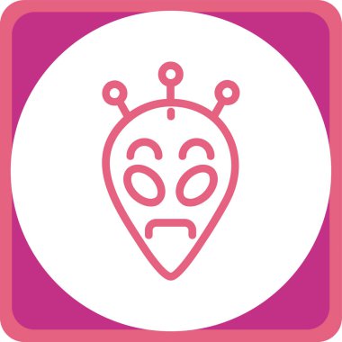 Uzaylı yüz vektör simgesi. biçim düz sembol, mor ve pembe yuvarlak açılar, beyaz arkaplan
