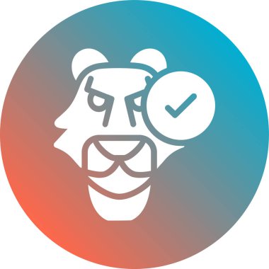 Beyaz ayı başı simgesi uzun gölgeli izole edilmiş. Kırmızı daire düğmesi. vektör illüstrasyonu