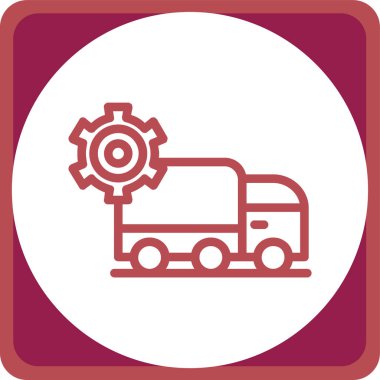 Araba servisi vektör simgesi. biçim düz yuvarlak sembol, yuvarlak sembol, kırmızı açı, beyaz arkaplan