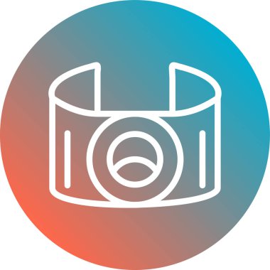 Beyaz arkaplanda gölgesi olan daire içinde kamera simgesi