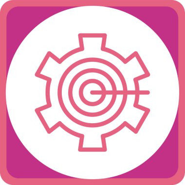 dişli vektör simgesi. biçim düz yuvarlak sembol, pembe renk, yuvarlak açılar, beyaz arkaplan.