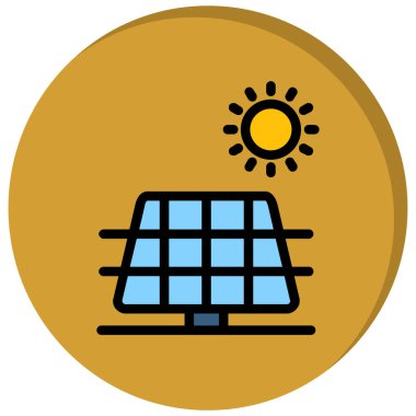 Güneş paneli düz vektör simgesi