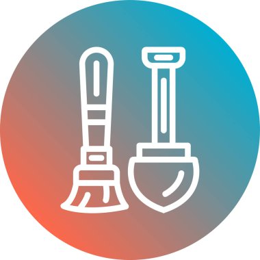 çizgi kürek ve tırmık ikonu beyaz arkaplanda izole edildi. Bahçıvanlık, tarım ve bahçıvanlık, tarım ya da ziraat araçları. Renkli dış hat biçimi kavramı.