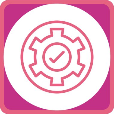 dişli entegrasyon vektörü simgesi. resim biçimi yuvarlak kare çerçeve, pembe ve beyaz renkler içinde bir düz simge sembolüdür..