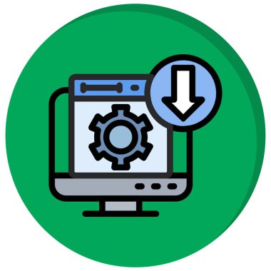 Bilgisayar ayarı simgesi. özet bilgisayar ayarı vektör rengi düz izole