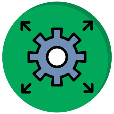 dişli vektör simgesi. bu düz yuvarlak kare eko yeşil renk gri ve beyaz arkaplan üzerinde cyan.