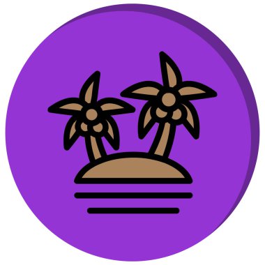 Palmiye ağaçlarının simgesi. palmiye ağacı çizimi rengi düz izole