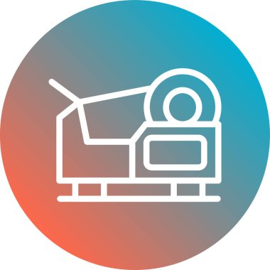 Uzun gölgeli beyaz çizgi araba koltuğu simgesi. Araba kemeri. Kırmızı daire düğmesi. vektör