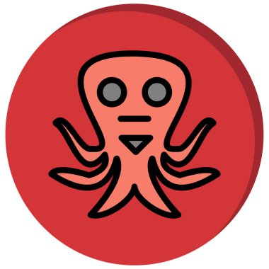 Kırmızı ve siyah uzaylı simgesinin vektör çizimi