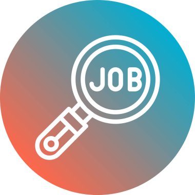 Görev vektör simgesi ara. Bu yuvarlak düz sembol beyaz arkaplanda yumuşak mavi renklerle çizilir.