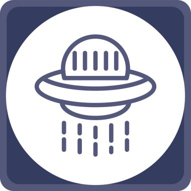 Amerikan şapka ikonu. vektör biçimi tasarımı mavi ve gri semboldür, düz yuvarlak, beyaz arkaplan.