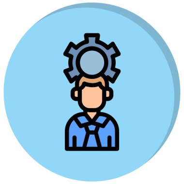 Dişli tekerlek vektör çizimi olan adam