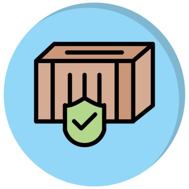 Yük kutusu simgesi renk ana hatları vektörü