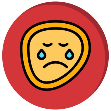 üzgün yüz simgesi, çizgi film vektör çizimi