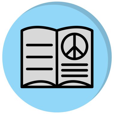 Yumuşak mavi arkaplanda izole edilmiş modaya uygun düz stil barış kitabı simgesi