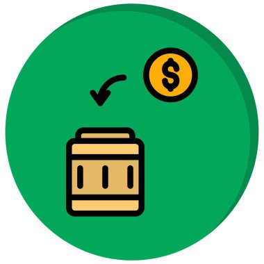 Banka dolar simgesi, vektör illüstrasyonu