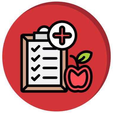 Elma ve kalem vektör illüstrasyon tasarımlı pano