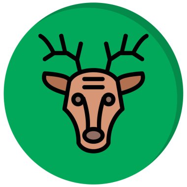 Yeşil boynuzlu geyik. Beyaz arkaplanda resimleme simgesi vektörü.