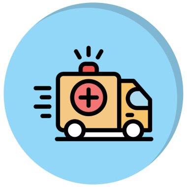 Ambulans arabası acil durum simgesi - taslak biçimi