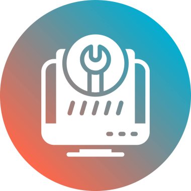 Fare simgesine sahip uzun gölgeli beyaz bilgisayar klavyesi. Bilgisayar faresi işareti. Mavi daire agon düğmesi. vektör illüstrasyonu