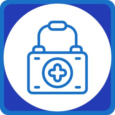 Tıbbi çanta vektör ikonu. iki renkli düz yuvarlak sembol, yuvarlak açılar, beyaz renkli mavi, beyaz arkaplan