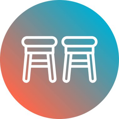 Sandalyeler düz simge, vektör, illüstrasyon