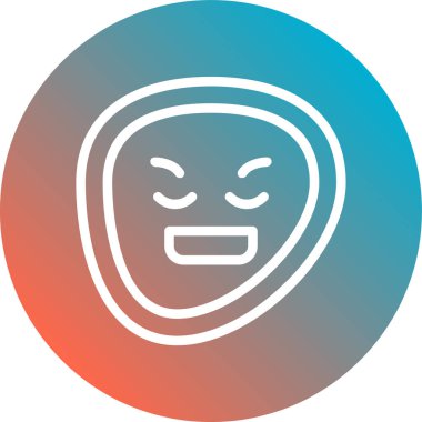 Cadılar Bayramı ikonu için uzun gölgeli beyaz çizgi maskesi. Mavi daire düğmesi. vektör.