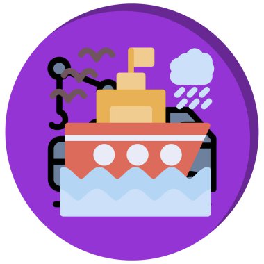 seyahat teknesi simgesi, basit vektör çizimi