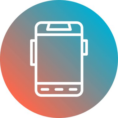 Moda düz biçimli cep telefonu simgesi mavi arkaplan vektör çiziminde izole edildi