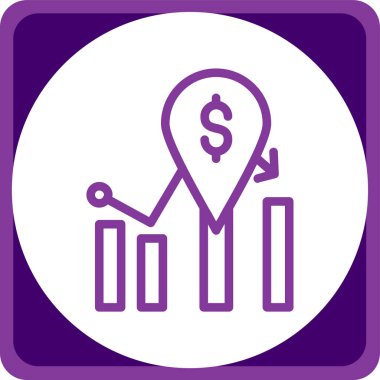 Dolar simgesi olan bir harita işaretçisi. vektör illüstrasyonu