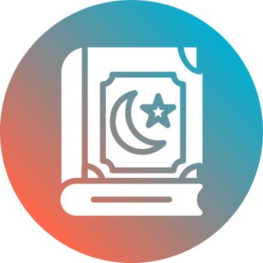 Beyaz Müslüman kitap ikonu uzun gölge arkaplan izole. Çember düğmesi. vektör illüstrasyonu