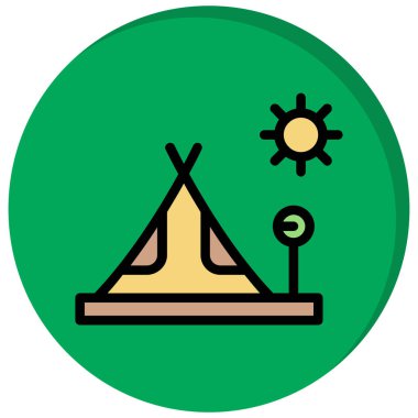 kamp vektörü ikonu turizm ve turizm için modern hat vektör illüstrasyonu