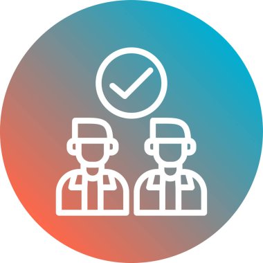 Tıbbi personel vektör ikonu. Bu yuvarlak düz sembol beyaz arkaplanda kobalt ve gri renklerle çizilir.