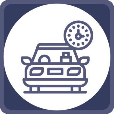 Araba servisi ikonu. Vektör biçimi iki renkli düz simge, yuvarlak açılar, kobalt ve cyan renkleri, beyaz arkaplan.