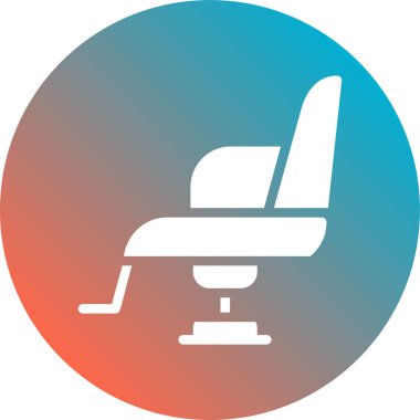 Beyaz Koltuk simgesi uzun gölge arkaplanı ile izole edilmiş. Çember düğmesi. Vektör