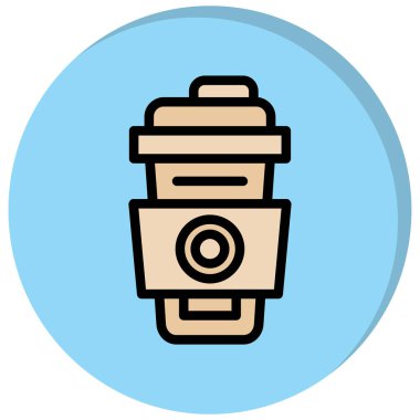 Kahve fincanı simgesi renk ana hatları vektörü