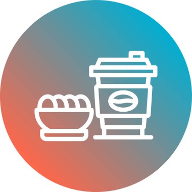 Sıcak kahve ve kruvasan çizgisi simgesi.