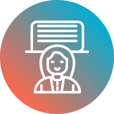 Yuvarlak daire simgesi olan kadın, vektör illüstrasyonu