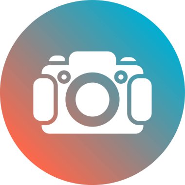 Beyaz arkaplanda izole edilmiş düz stil kamera simgesi.