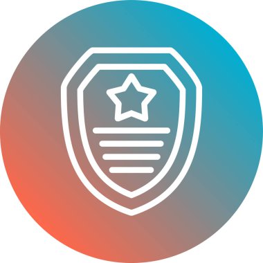 Uzun gölgeli, yıldız ikonlu beyaz bir kalkan. en iyi sigorta, güvenlik, güvenlik, koruma, koruma konsepti. Yeşil daire düğmesi. vektör illüstrasyonu